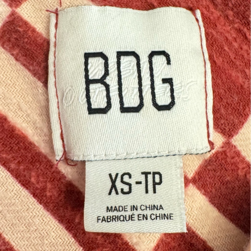 Urban Outfitters BDG Caleb Crop Flannel Shirt Jacket Sz XS Red White Cotton - Picture 13 of 16